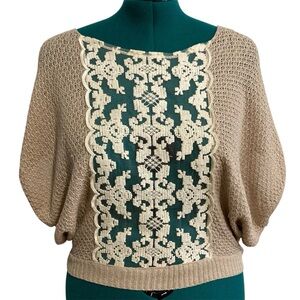 Free People Oversized Crochet Mesh Dolman Sweater